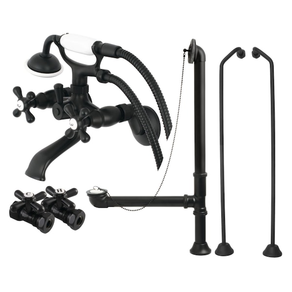 Clawfoot Tub Faucet Packages, Matte Black, Tub Wall Mount